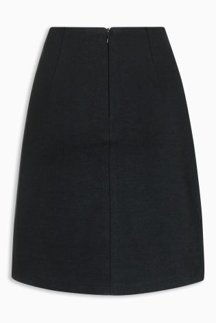 Black Belted A-Line Skirt
